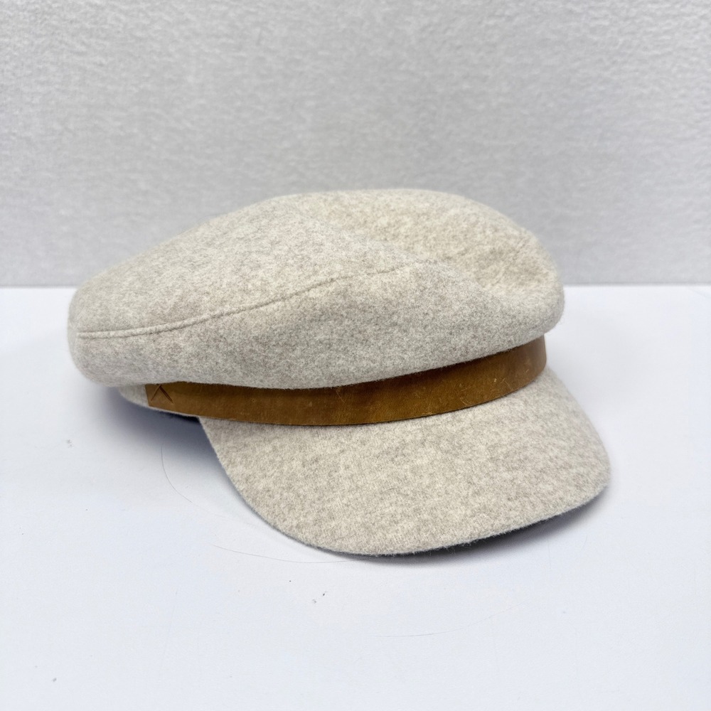 Gigi Pip Captains Cap 100% Wool Newsboy Hat Womens Beige NEW